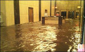 During Hurricane Sandy, Photo of Lobby of 140 West Street in Lower Manhattan, Released by New York State Governor Andrew Cuomo