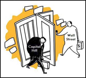 Washington and Wall Street's Revolving Door Illustration