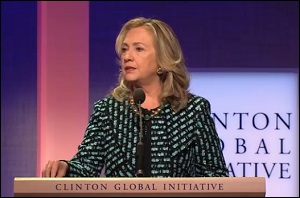 Hillary Clinton Speaking at the Clinton Global Initiative, a Program Funded by the Bill, Hillary and Chelsea Clinton Foundation