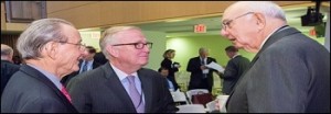 Paul Volcker (right) Hobnobbing at a Group of 30 Event