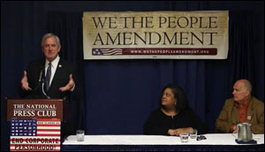 Congressman Rick Nolan, Leesa "George" Friday, and David Cobb at the Move to Amend Press Conference, April 29, 2015