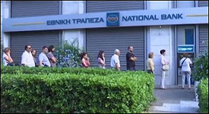Greeks Line Up to Receive Their Daily Rations of Cash from ATM Machine