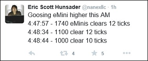 Eric Hunsader of Nanex Tweets the Early A.M. Trades in Stock Futures