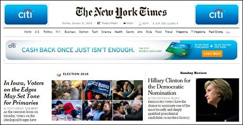 The New York Times Endorses Hillary Clinton with a Banner Ad from Citigrorup