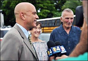 Tim Canova With His Beaming Parents at his Local Precinct on Primary Day, August 30, 2016