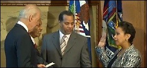 Attorney General Loretta Lynch Is Sworn In by Vice President Joe Biden on April 27, 2015