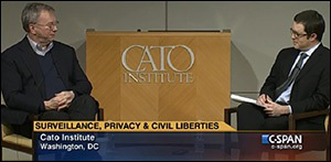 Craig Timberg (right) of the Washington Post Interviews Google's Eric Schmidt at the Koch Brothers' Financed Cato Institute.