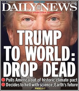 New York Daily New Front Cover on Trump's Removal of U.S. from Paris Climate Accord