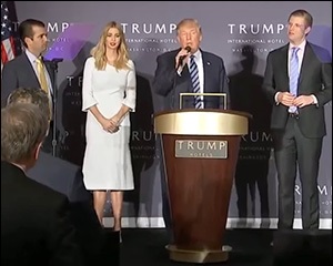 Presidential Candidate Donald Trump Promotes the Opening of His New Hotel in Washington, D.C.  with Family Less than Two Weeks Before the 2016 Presidential Election