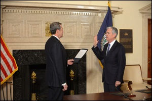 Jerome Powell Is Sworn In As Federal Reserve Chairman on February 5, 2018 by Fed Vice Chairman  Randal Quarles.