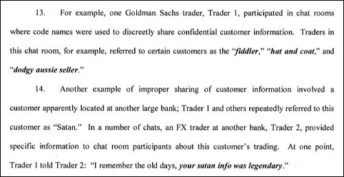 On May 1, 2018 the New York State Department of Financial Services provided the above examples of how Goldman Sachs traders were manipulating prices in the foreign currency markets.
