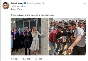 Patrick Galey, Reporter for AFP, Tweets this Image on May 14, 2018 as U.S. Embassy Opens in Jerusalem
