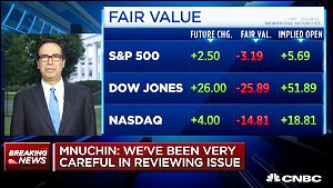 U.S. Treasury Secretary Steve Mnuchin on CNBC before the Market Opened on June 27, 2018
