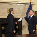 Jerome Powell Is Sworn In As Federal Reserve Chairman on February 5, 2018 by Fed Vice Chairman Randal Quarles.