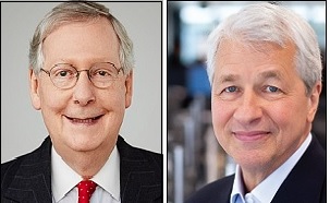 Senator Mitch McConnell (Left); JPMorgan Chase Chairman and CEO, Jamie Dimon (Right)