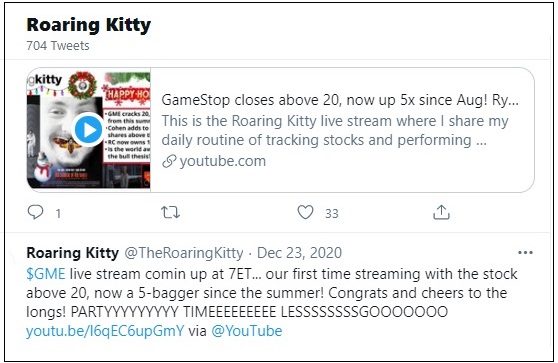 Keith Gill Pumped GameStop on Reddit, on Twitter and on YouTube, as Well as Other Social Media Platforms
