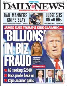 Front Cover of the NY Daily News, September 22, 2022