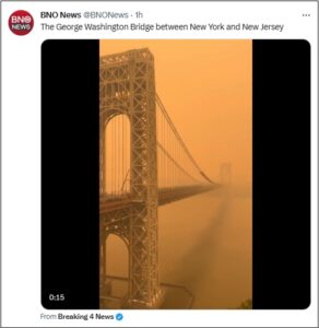 BNO News on New York Smoke from Canadian Wild Fires